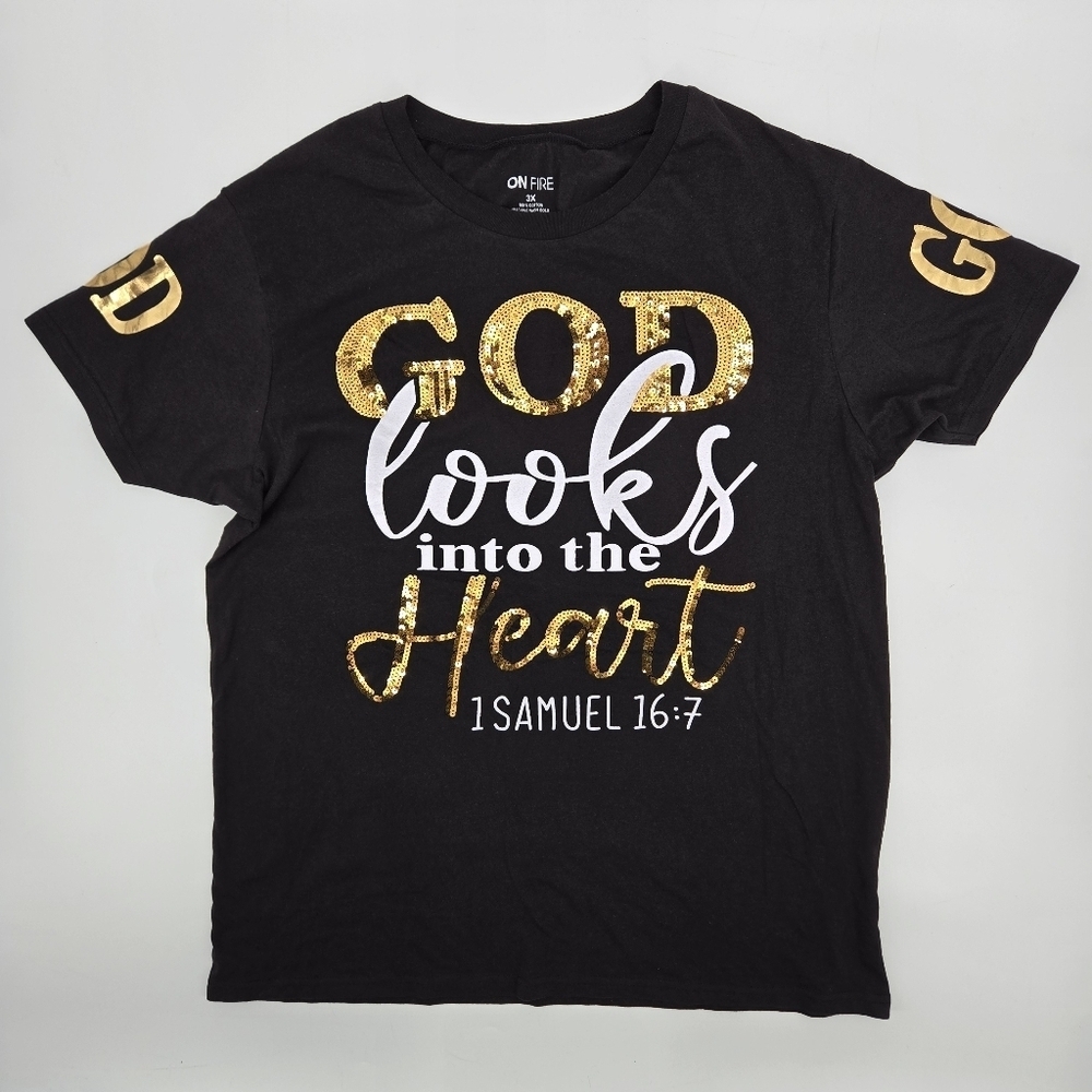 On Fire Black and Gold Spiritual Graphic T-Shirt